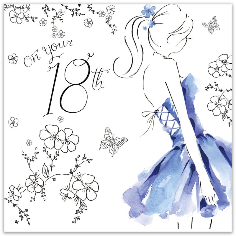 Twizler 18th Birthday Card for Her with Crystal Finish & Watercolour Effect - 18 Year Old - Age 18 Birthday Card - Female Birthday Card - Womens Birthday Card - Teenage Birthday Card - Image 2